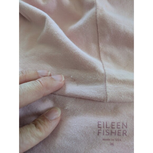 Eileen Fisher Womens Hooded Cardigan Medium Organic Cotton Open Front Pink Soft - Picture 6 of 10